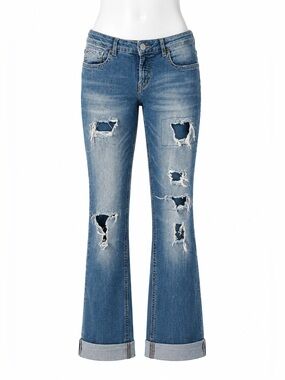 Size 28 Silver Jeans Co.‎ Women’s Sam Boyfriend Jeans Distressed Cropped